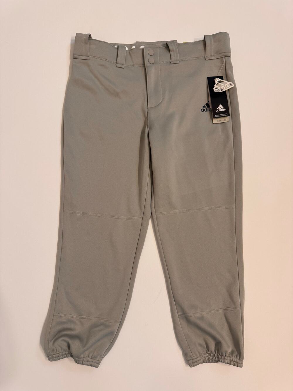 NWT Adidas Women's Tapered Fit Elastic Bottom Softball Pants Gray Size S